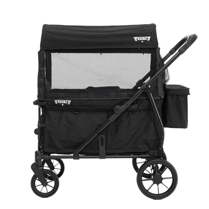 Compact Foldable Wagon Stroller with Canopy, Push-Pull Handle & EVA Wheels