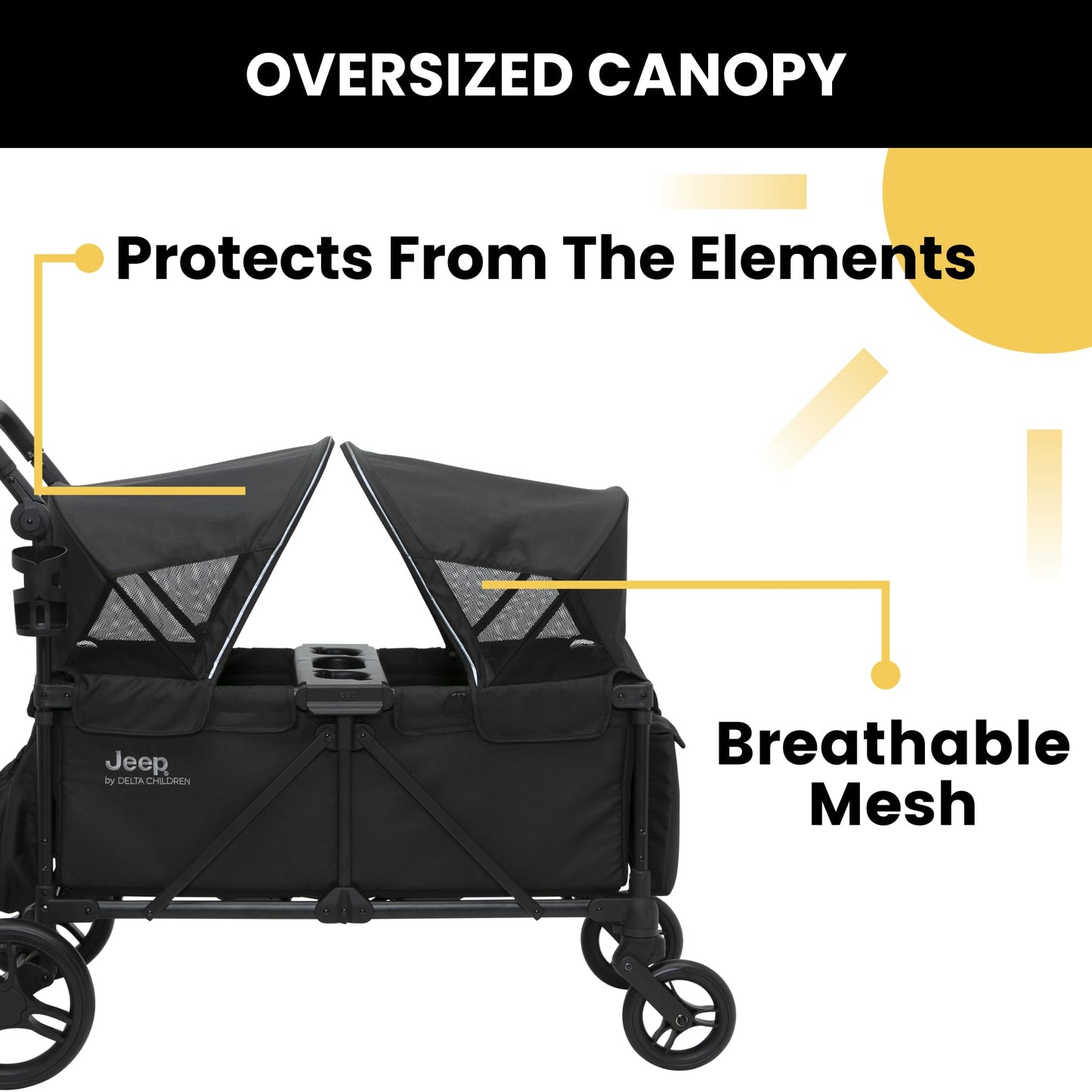 All-Terrain Wagon Stroller with Foldable Frame, Adjustable Handlebar & Storage Basket