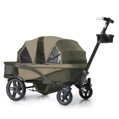 Quad All-Terrain Wagon Stroller with Easy Push & Pull, Removable Canopy & Foldable Design