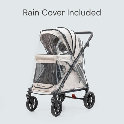 All-Terrain Multi-Use Kids Wagon Stroller with Magnetic Safety Harness, Rain Cover & High Weight Capacity