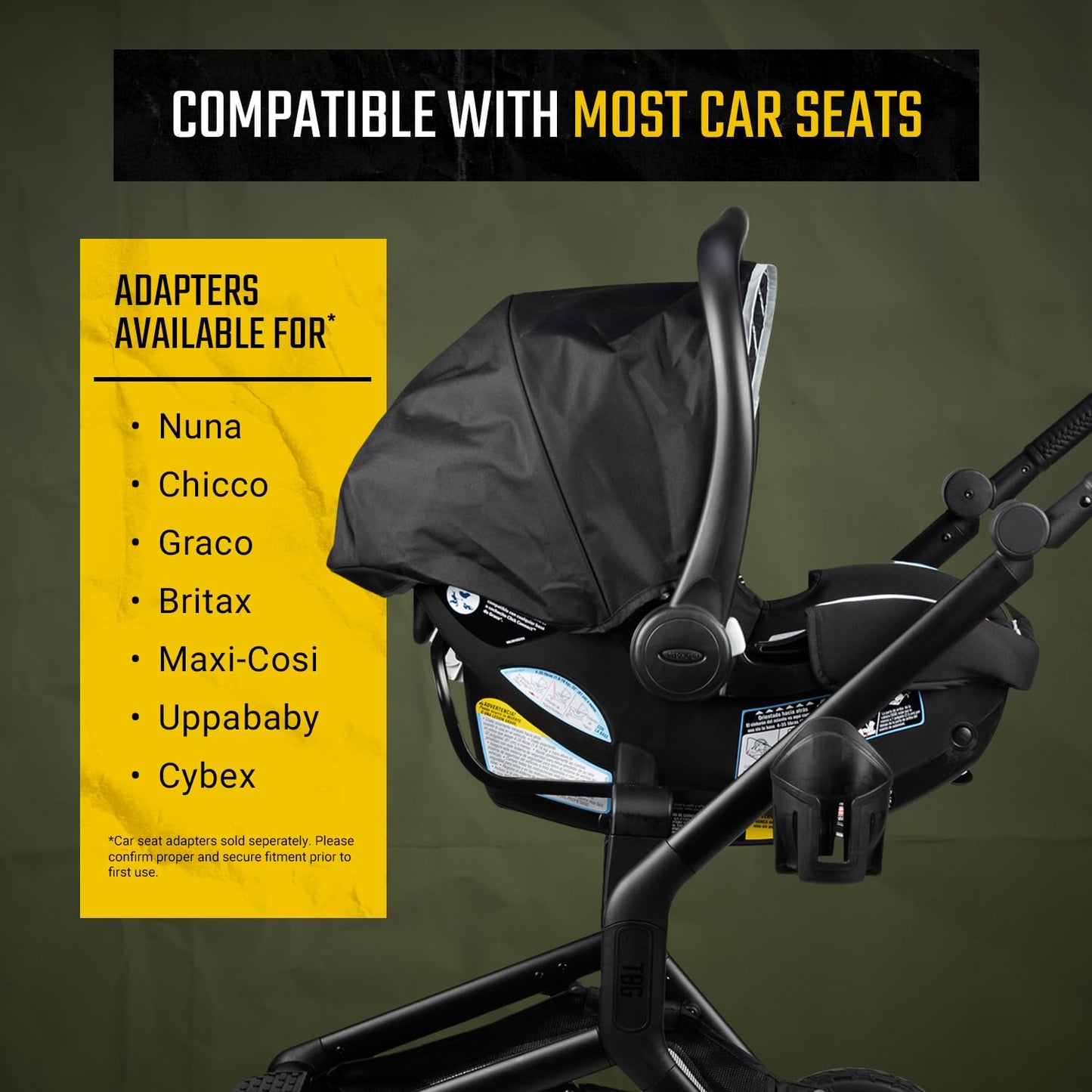 All-Terrain Rugged Stroller with Adjustable Canopy & Storage Basket