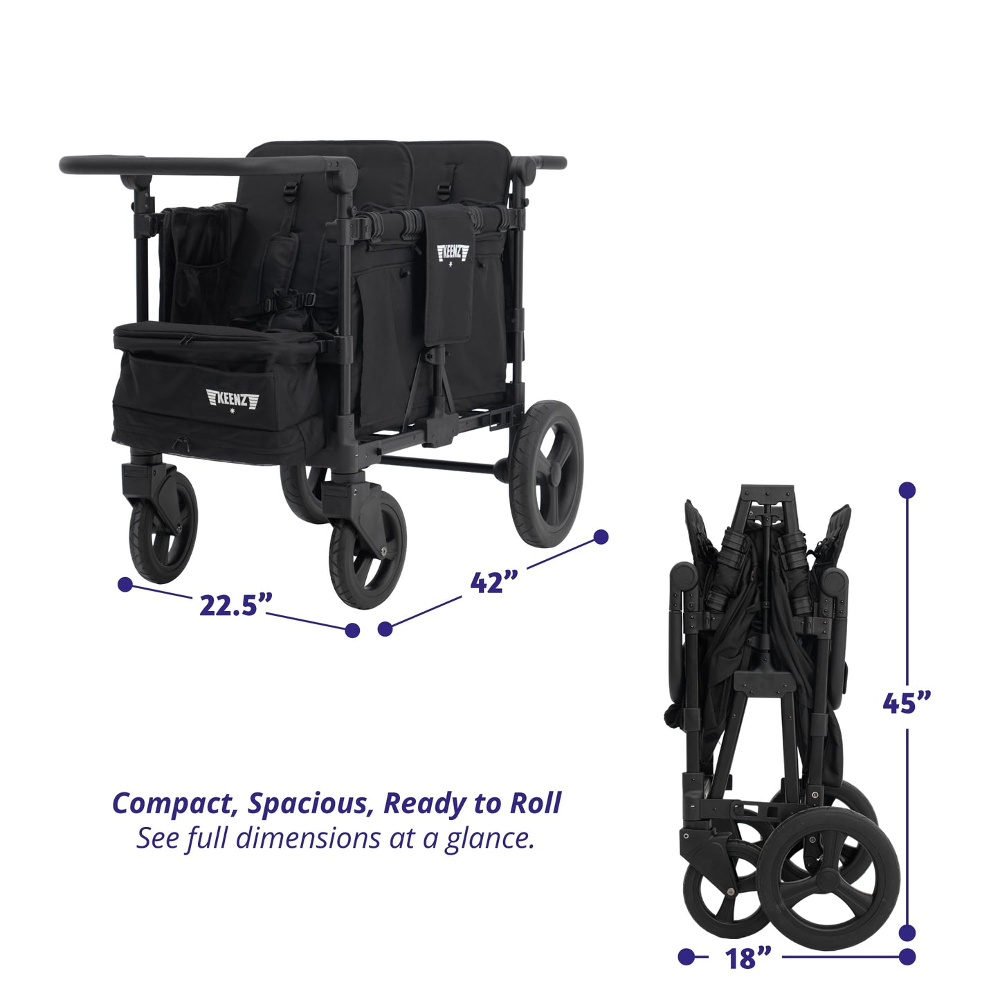 All-Terrain Wagon Stroller for 4 Kids with Reclining Seats, Cooler & Push-Pull Handle
