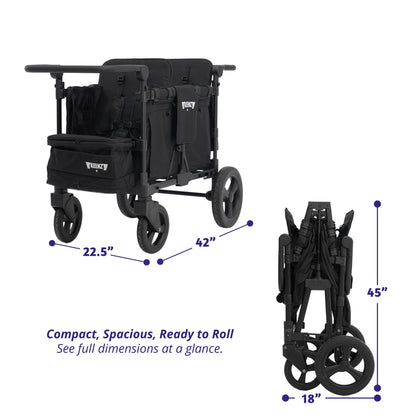 All-Terrain Wagon Stroller for 4 Kids with Reclining Seats, Cooler & Push-Pull Handle