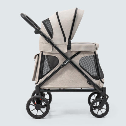 All-Terrain Multi-Use Kids Wagon Stroller with Magnetic Safety Harness, Rain Cover & High Weight Capacity