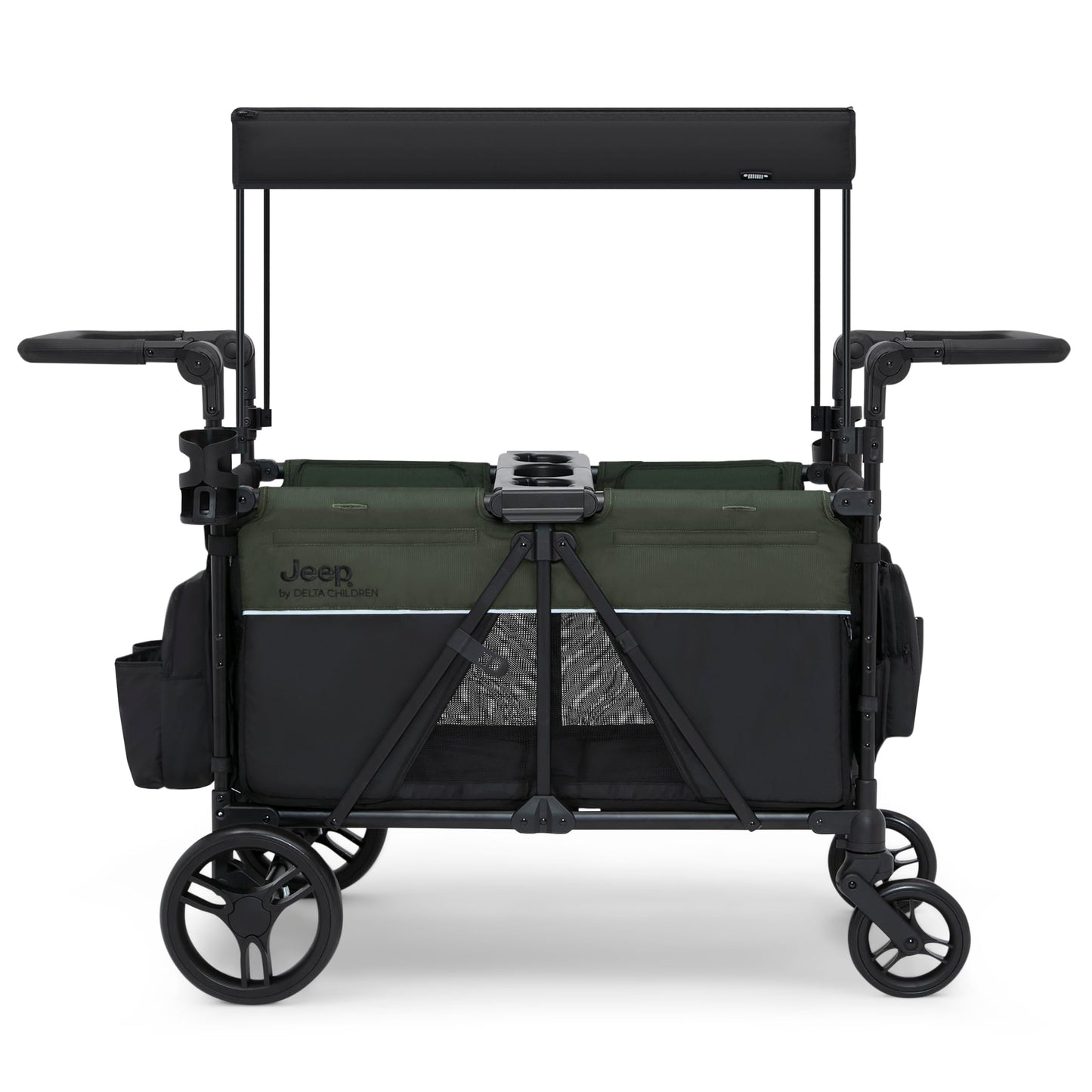 All-Terrain Stroller Wagon with Easy Push & Pull Design, Storage Basket & Folding Frame