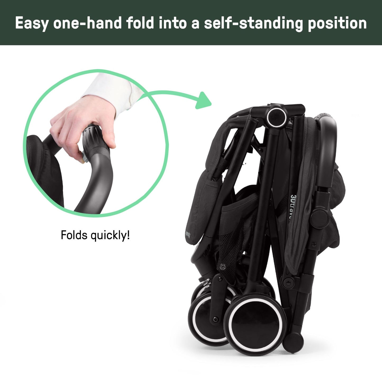 Lightweight Travel Stroller with Ride-On Board, One-Hand Fold & Airplane-Ready Compact Design