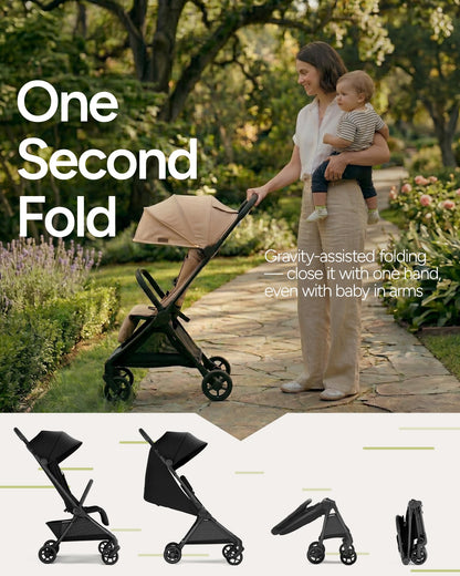 Ultra-Lightweight Travel Stroller with Auto-Fold, Full Recline & Airplane Carry-On Design
