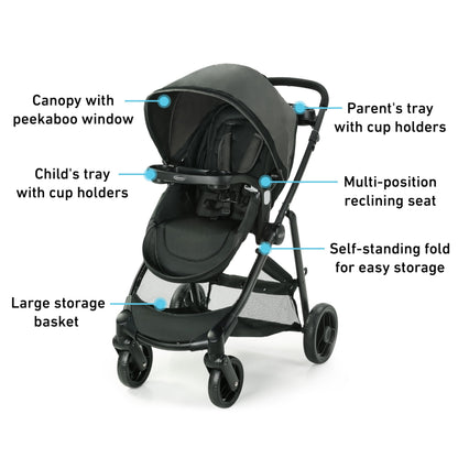 Travel System Stroller with Infant Car Seat & Compact Fold Design