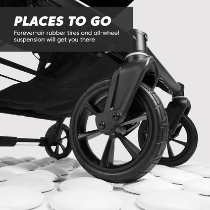 Baby Jogger City Mini GT2 All-Terrain Lightweight Stroller with Forever Air Tires One-Hand Fold and All-Wheel Suspension Pike Exclusive Includes Belly Bar Leatherette Handlebar & Premium Fabric