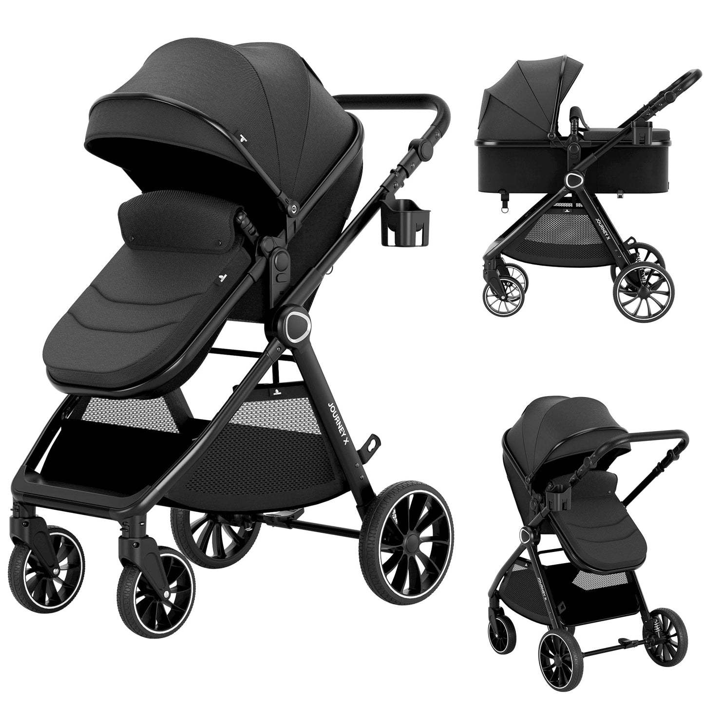 2-in-1 Convertible Baby Stroller with Bassinet Mode & Footmuff Included