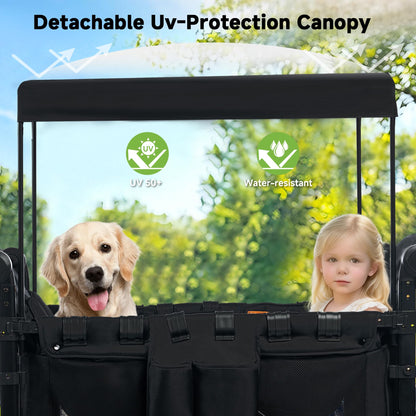 4-Seater All-Terrain Wagon Stroller with 5-Point Harness, UV Canopy & Adjustable Handlebar