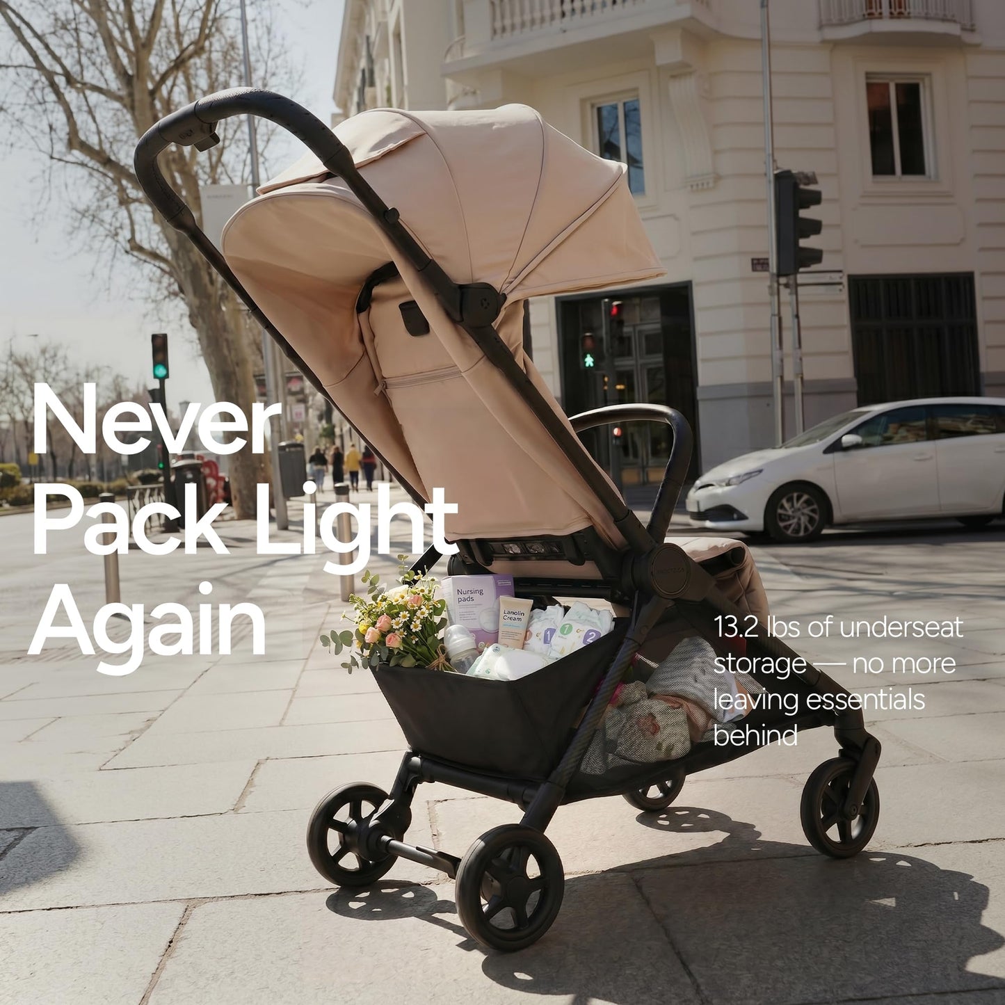 Ultra-Lightweight Travel Stroller with Auto-Fold, Full Recline & Airplane Carry-On Design