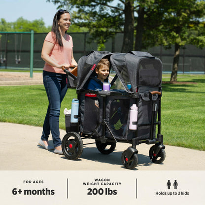 All-Terrain Wagon Stroller with Foldable Design & Push-Pull Handle System