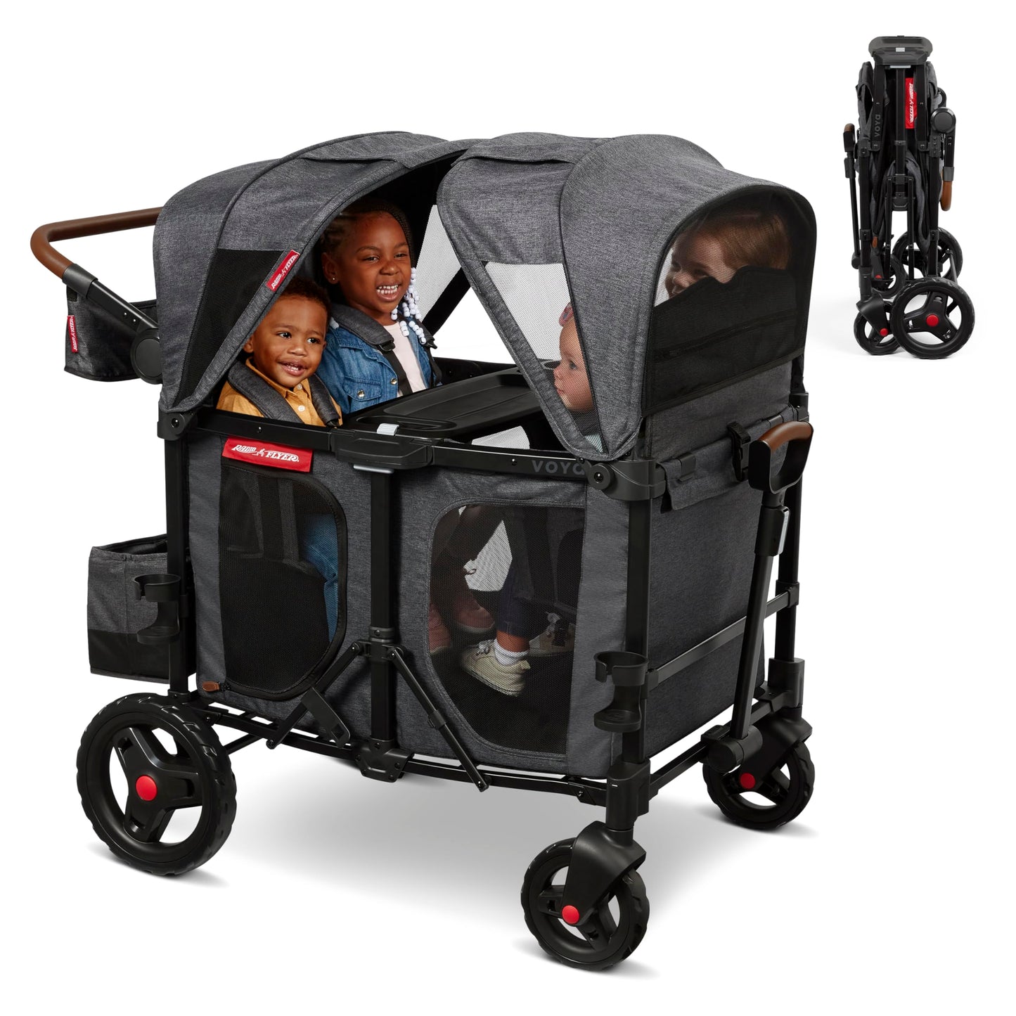 All-Terrain Wagon Stroller with Foldable Design & Push-Pull Handle System