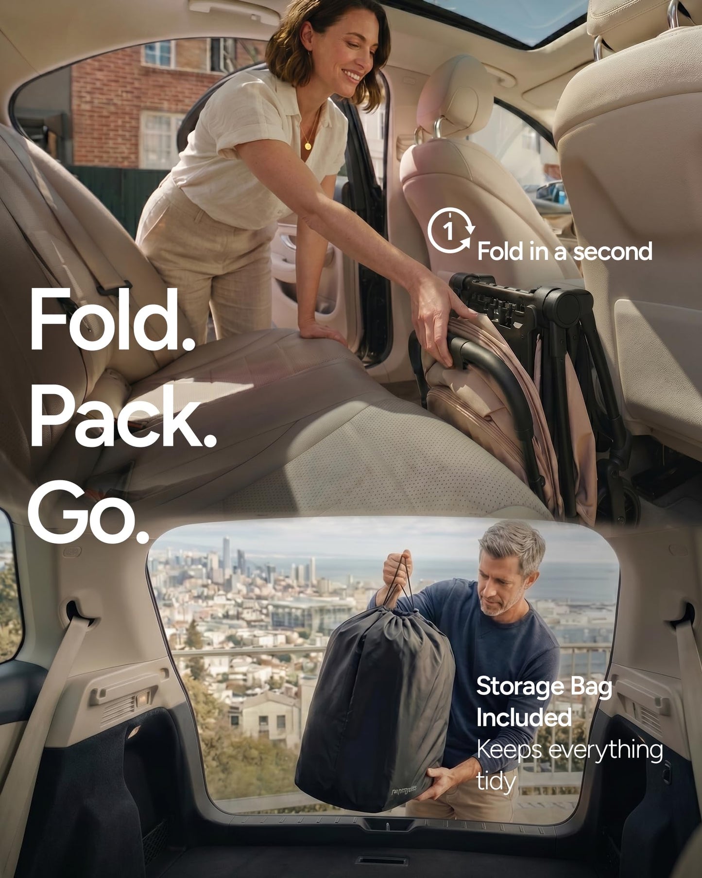 Ultra-Lightweight Travel Stroller with Auto-Fold, Full Recline & Airplane Carry-On Design