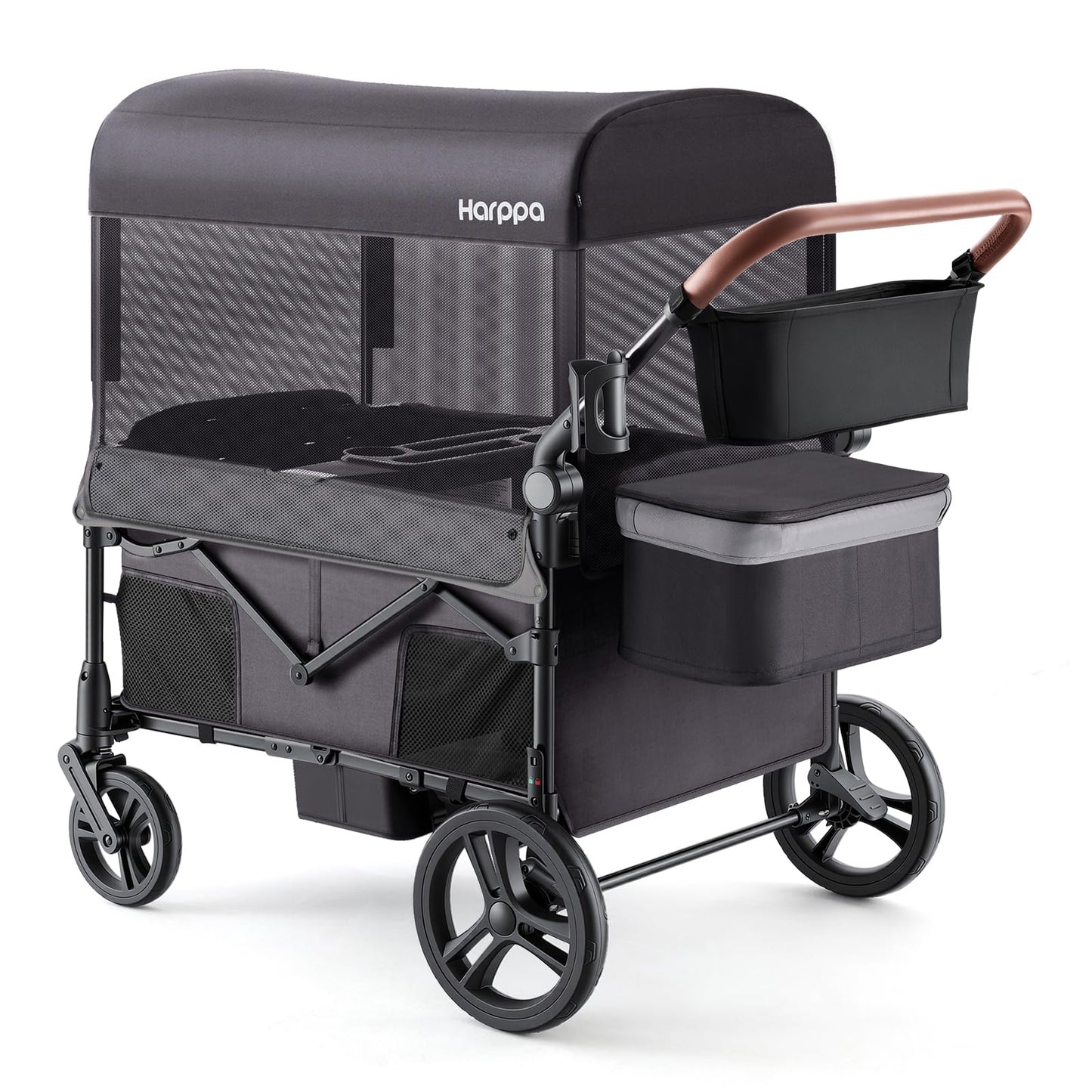 Foldable Wagon Stroller with Adjustable Handlebar & Canopy