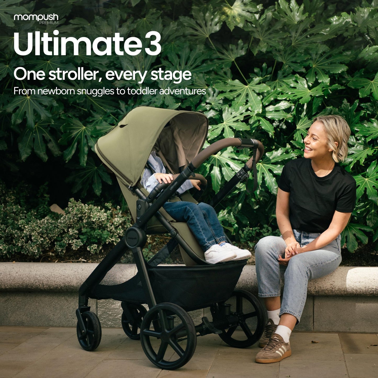 Full-Size Stroller with Bassinet, Newborn to Toddler Convertible Design