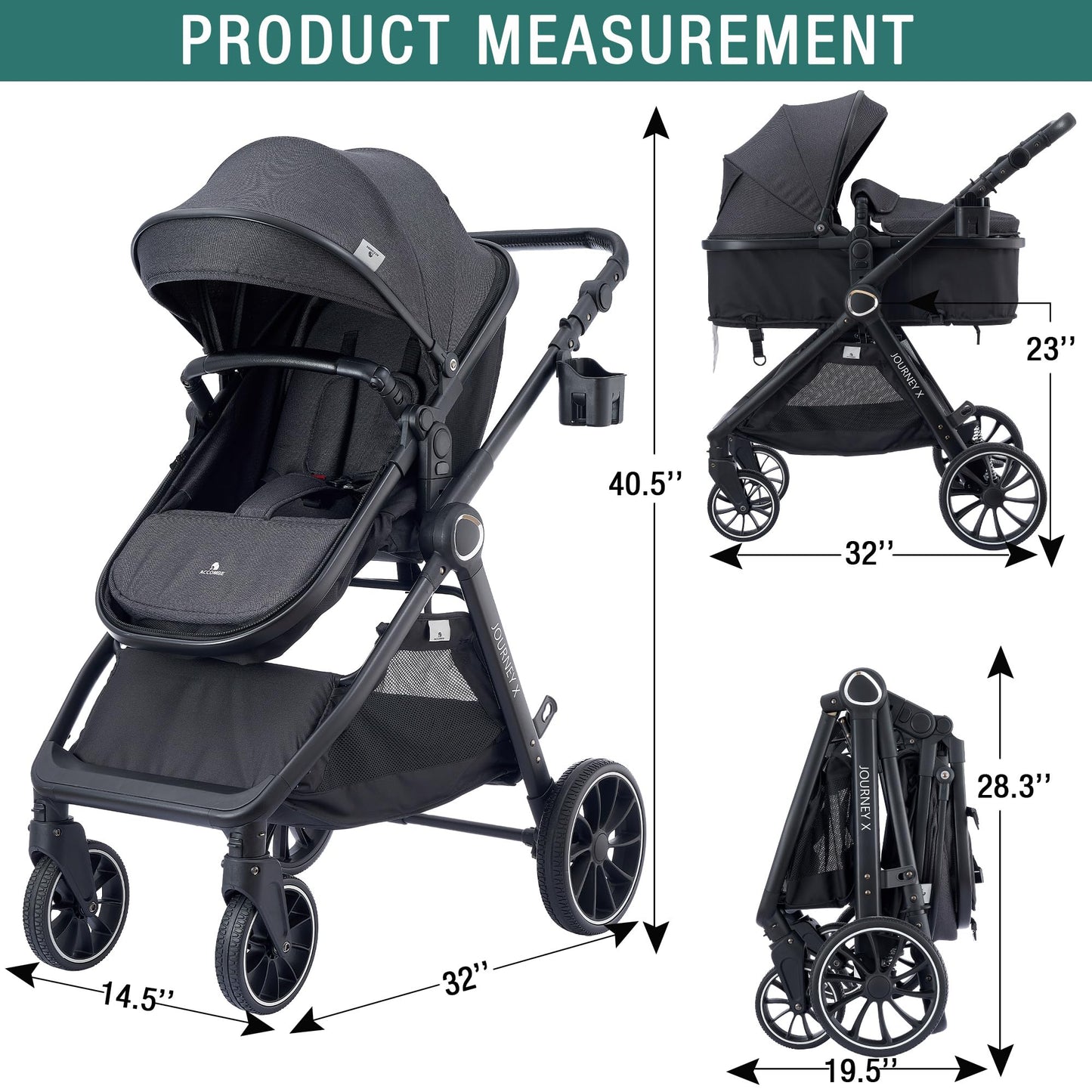 2-in-1 Convertible Baby Stroller with Bassinet Mode & Footmuff Included