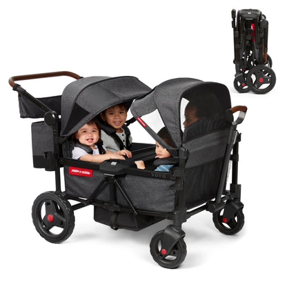 All-Terrain Wagon Stroller with Foldable Design & Push-Pull Handle System