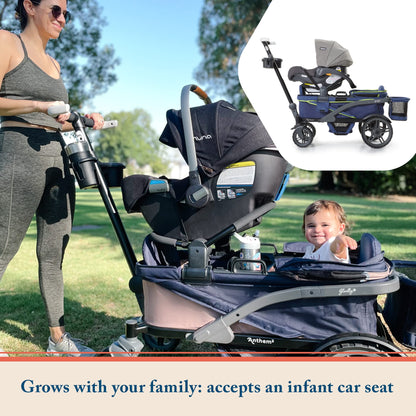 Quad All-Terrain Wagon Stroller with Easy Push & Pull, Removable Canopy & Foldable Design