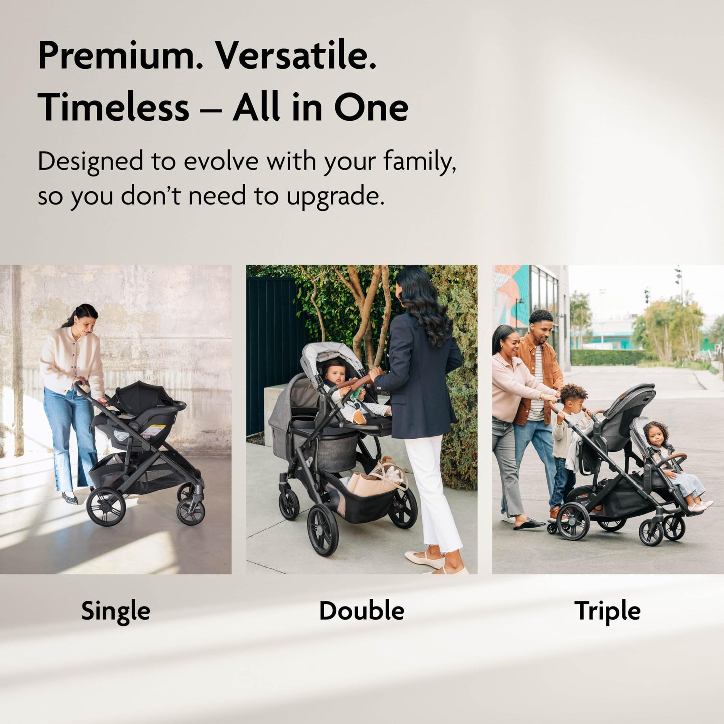 Full-Size Convertible Stroller with Bassinet & Modular Design System