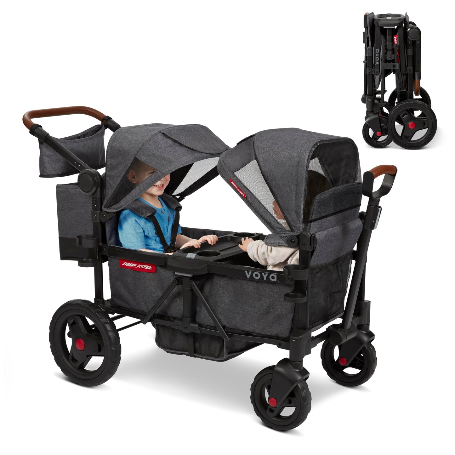 All-Terrain Wagon Stroller with Foldable Design & Push-Pull Handle System