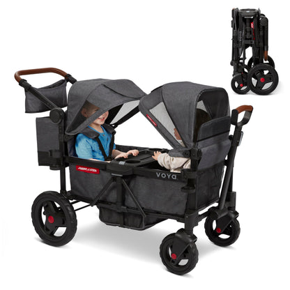 All-Terrain Wagon Stroller with Foldable Design & Push-Pull Handle System