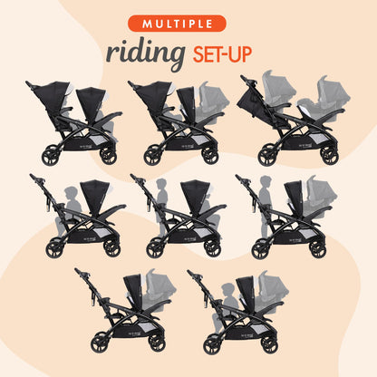 Double Stroller Travel System with Infant Car Seats, Lightweight Tandem Design