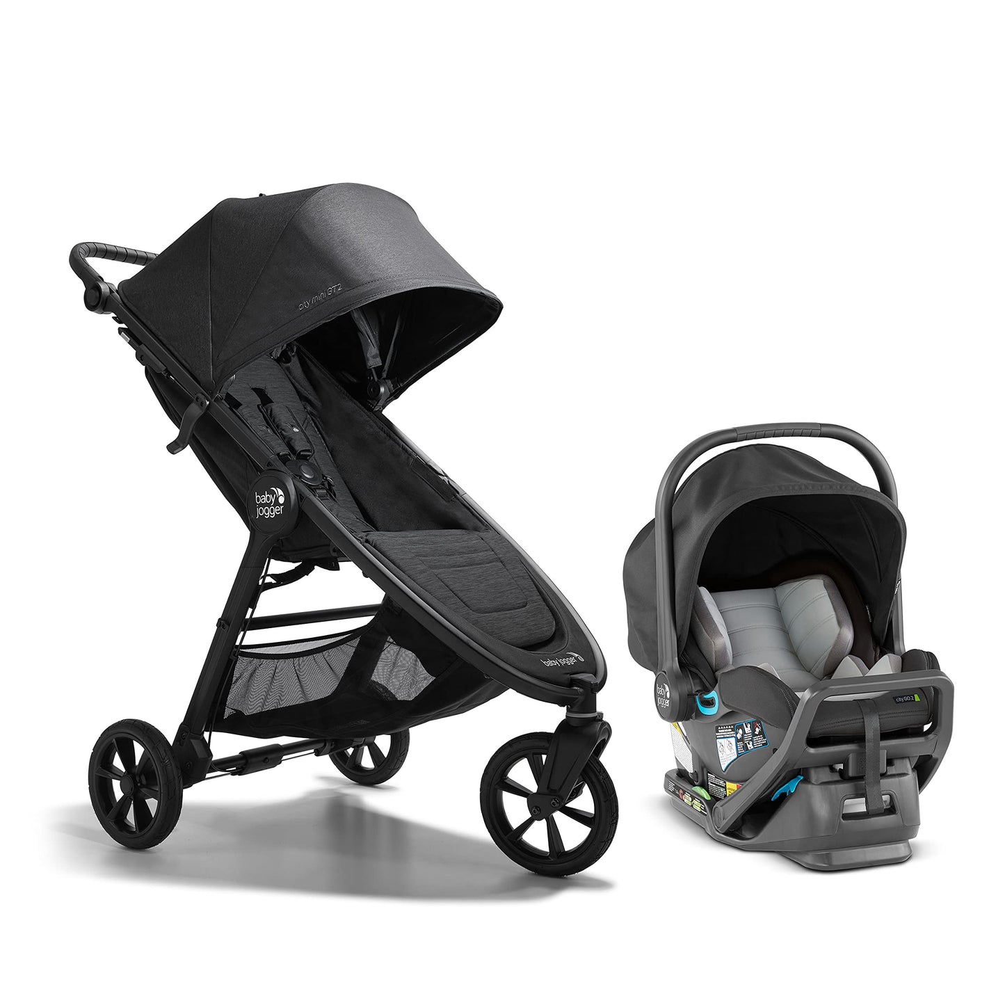 Baby Jogger City Mini GT2 All-Terrain Lightweight Stroller with Forever Air Tires One-Hand Fold and All-Wheel Suspension Pike Exclusive Includes Belly Bar Leatherette Handlebar & Premium Fabric