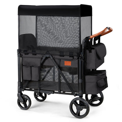 2-Seater Wagon Stroller with High Seat Design, 5-Point Harness & Foldable All-Terrain Frame