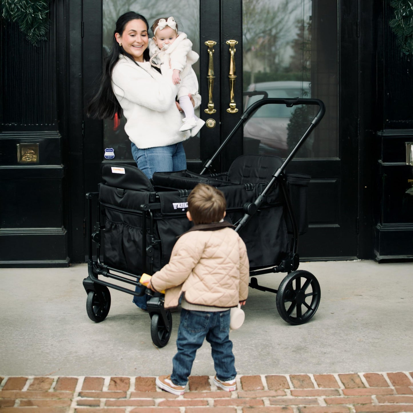 Compact Foldable Wagon Stroller with Canopy, Push-Pull Handle & EVA Wheels