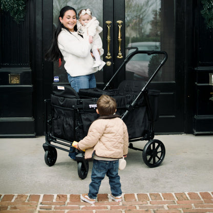 Compact Foldable Wagon Stroller with Canopy, Push-Pull Handle & EVA Wheels