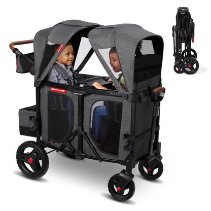 All-Terrain Wagon Stroller with Foldable Design & Push-Pull Handle System