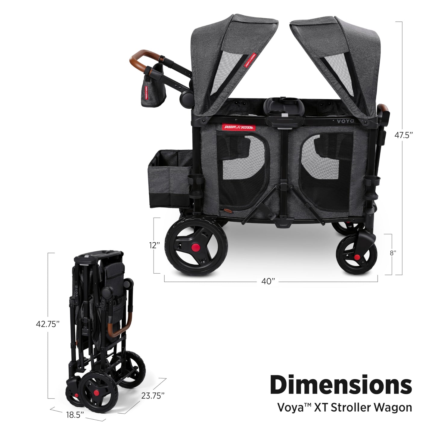 All-Terrain Wagon Stroller with Foldable Design & Push-Pull Handle System