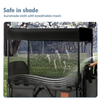 2-Seater Wagon Stroller with High Seat Design, 5-Point Harness & Foldable All-Terrain Frame