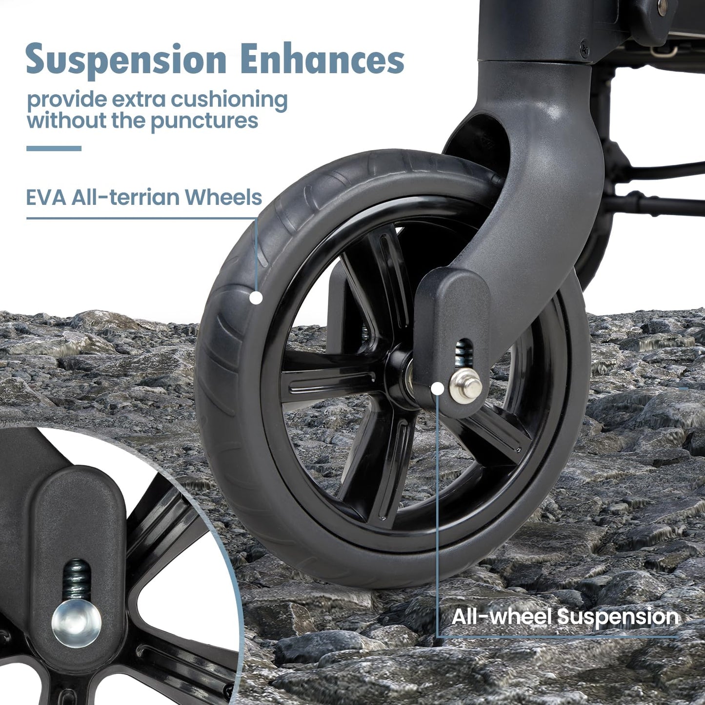 2-Seater Wagon Stroller with High Seat Design, 5-Point Harness & Foldable All-Terrain Frame