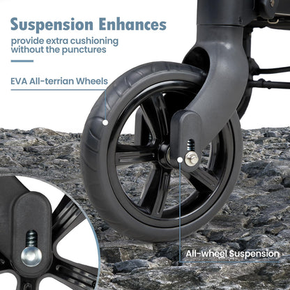 2-Seater Wagon Stroller with High Seat Design, 5-Point Harness & Foldable All-Terrain Frame