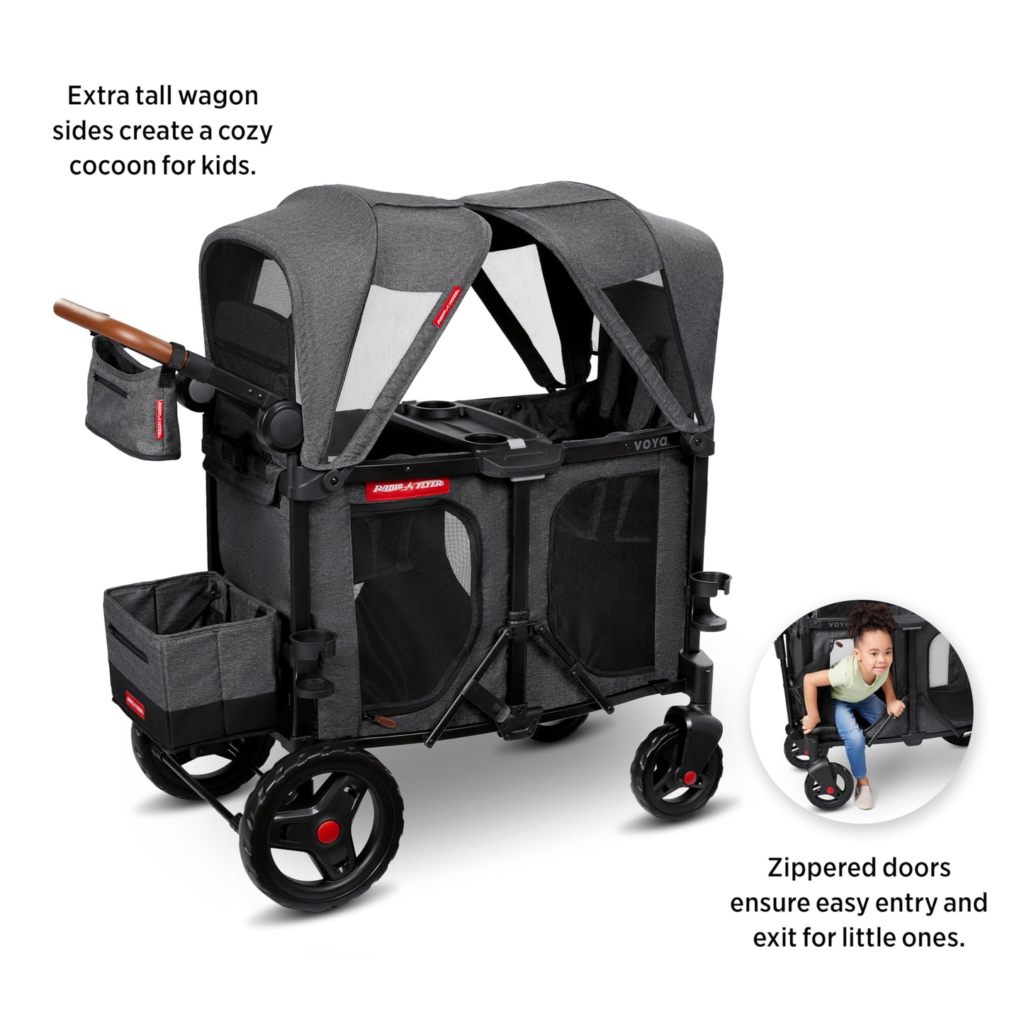 All-Terrain Wagon Stroller with Foldable Design & Push-Pull Handle System
