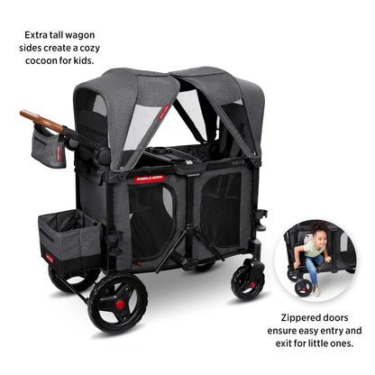 All-Terrain Wagon Stroller with Foldable Design & Push-Pull Handle System