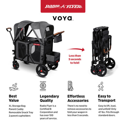 All-Terrain Wagon Stroller with Foldable Design & Push-Pull Handle System