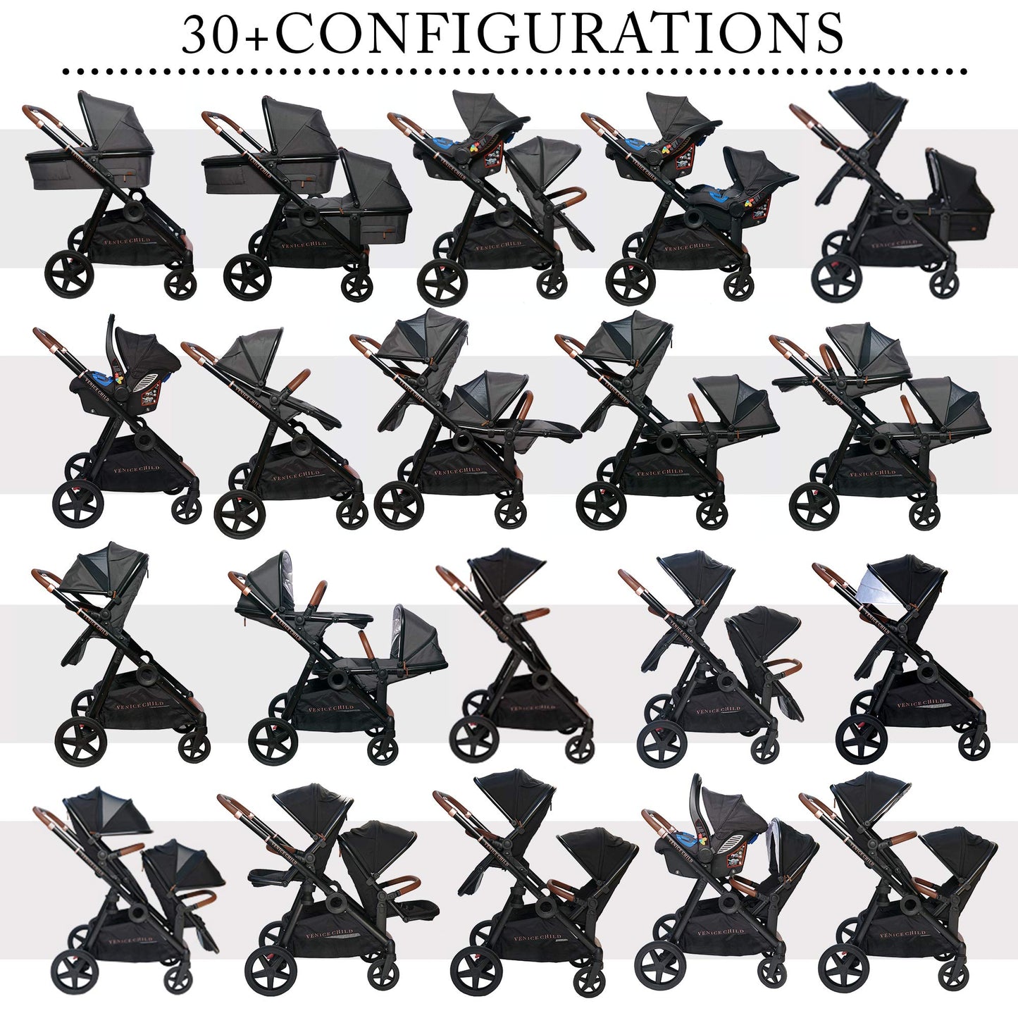 Convertible Stroller with Bassinet System & Compact Fold Design