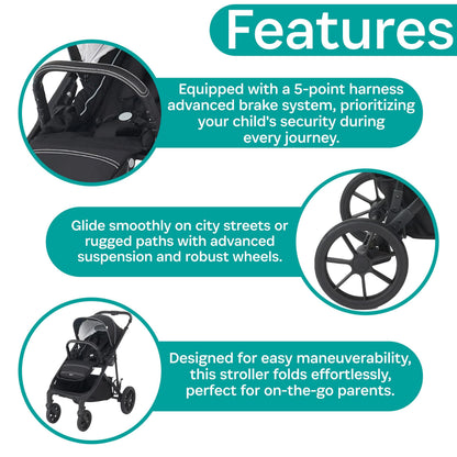 Luxury Single-to-Double Convertible Stroller System with Compact Fold Design