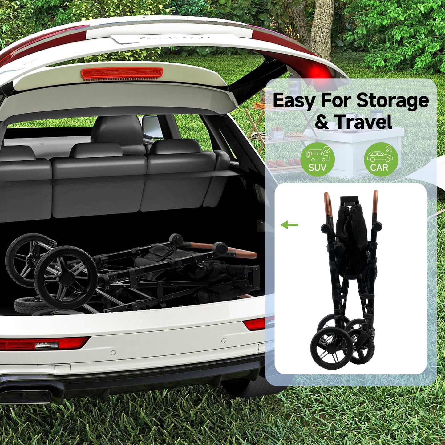 4-Seater All-Terrain Wagon Stroller with 5-Point Harness, UV Canopy & Adjustable Handlebar