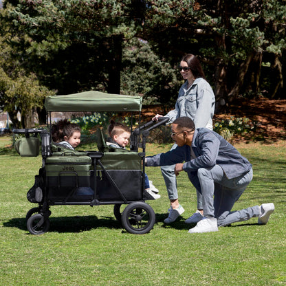 4-Seater All-Terrain Wagon Stroller with Foldable Frame & Adjustable Handlebar