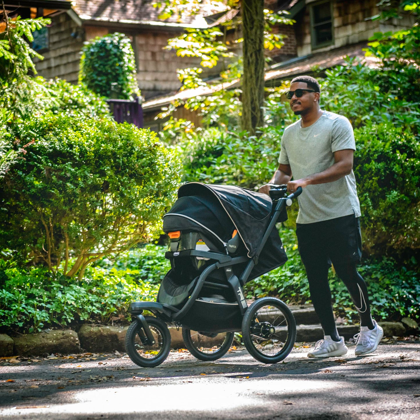 All-Terrain Jogging Stroller with Infant Car Seat Compatibility & Travel-Ready Design
