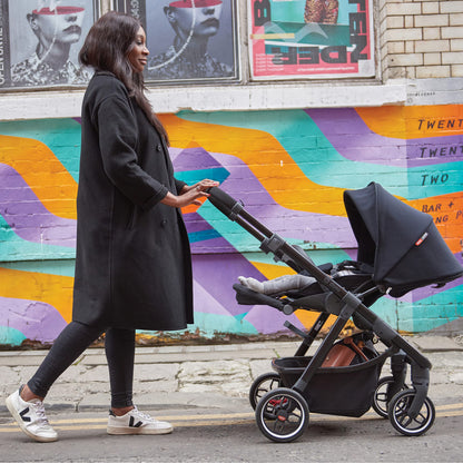 Compact City Travel Stroller with Car Seat Compatibility, Narrow Frame & Large Storage Basket
